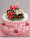 御出産祝いの贈り物に!<br>お花屋さんのおむつケーキ pink 御出産祝いの贈り物に!<br>お花屋さんのおむつケーキ pink